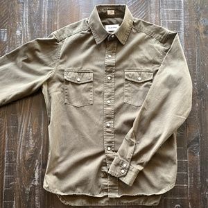 Taylor Stitch Olive Green Pearl-Snap Shirt (S fit)